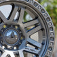 Close-up of the Fuel Syndicate Wheel showing the hubcap and a portion of the outer ring of the wheel.