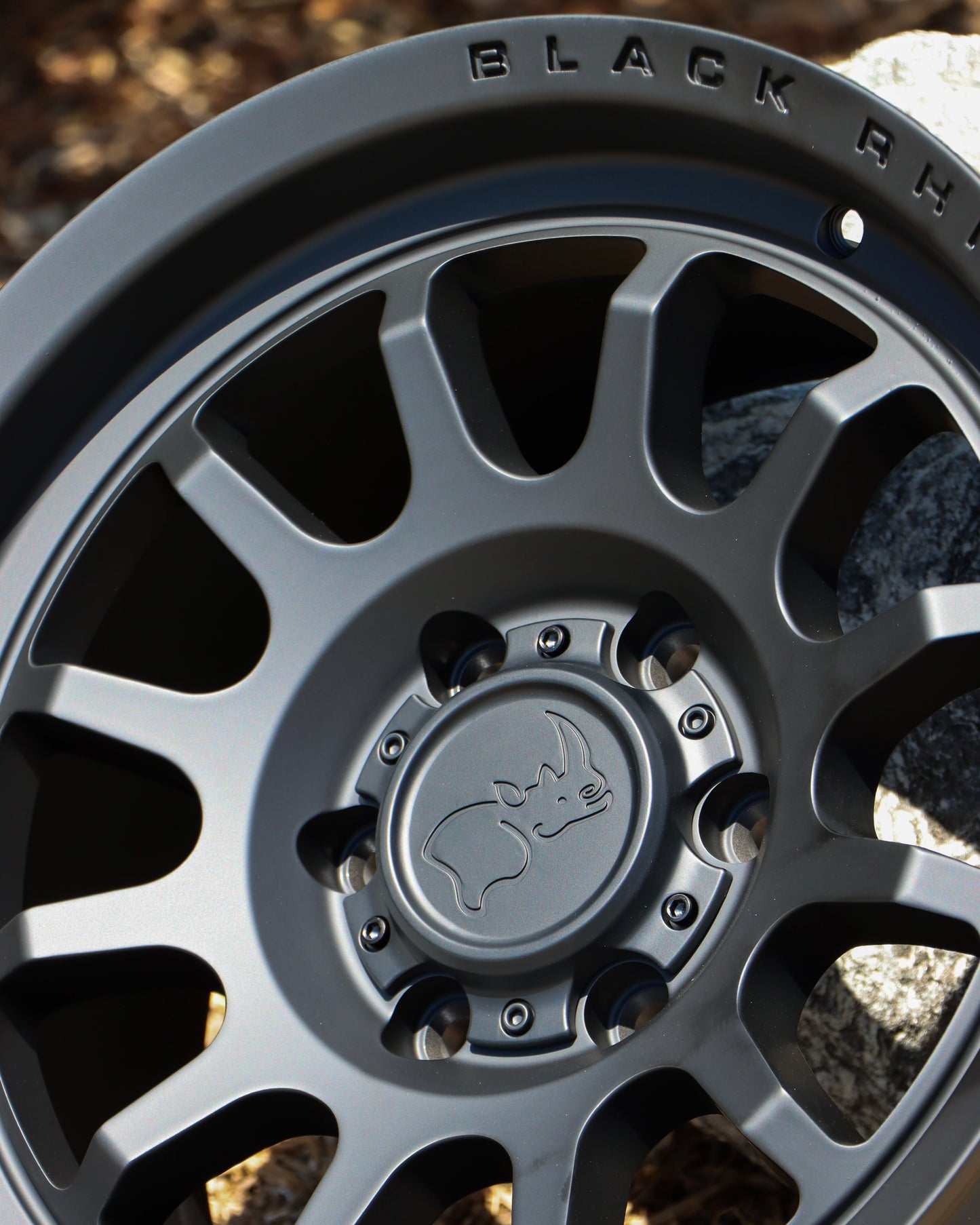 Close-up of the Black Rhino Rapid Wheel in a Matte Black Finish.