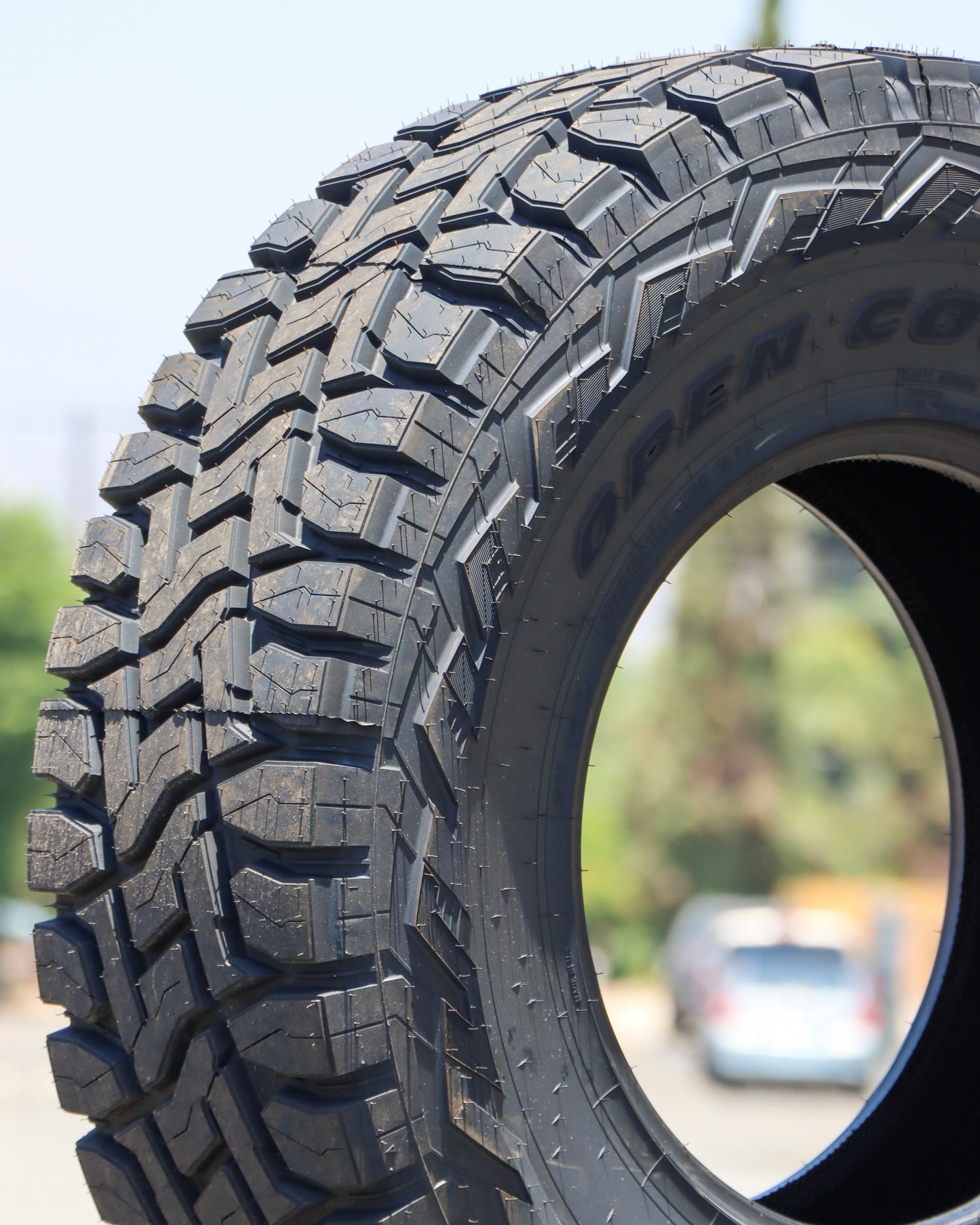 Close-up of Toyo Open Country R/T showing the tread and sidewall.