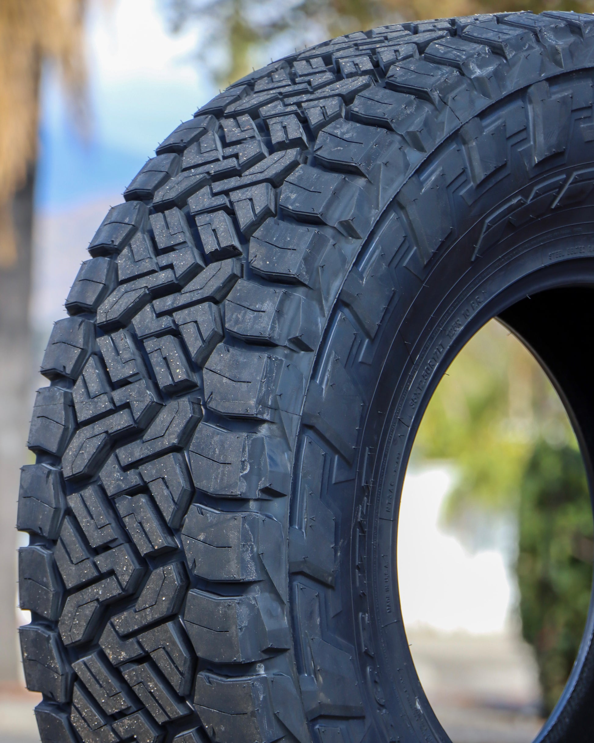 Close up of the tread and sidewall of the nitto recon grappler.
