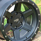 Closeup of the Dirty Life Compound Wheel in  a matte black finish.